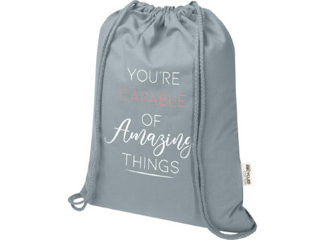 Bolsa de 5 L con cordón de algodón reciclado de 140 g/m² con certificado GRS Oregon Blend
