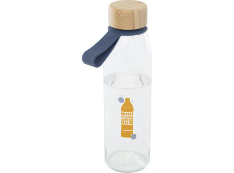Botella de cristal de 500 ml con asa de silicona y tapa de bambú Porto