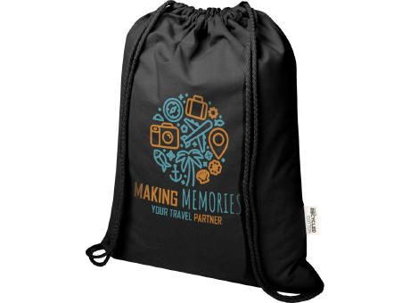 Bolsa de 5 L con cordón de algodón reciclado de 140 g/m² con certificado GRS Oregon Blend