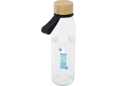 Botella de cristal de 500 ml con asa de silicona y tapa de bambú Porto