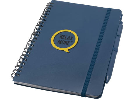 Libreta de tapa dura A5 de plástico procedente del océano con bolígrafo Thalaasa (tinta negra)