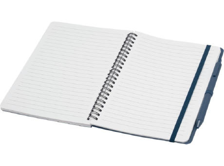 Libreta de tapa dura A5 de plástico procedente del océano con bolígrafo Thalaasa (tinta negra)