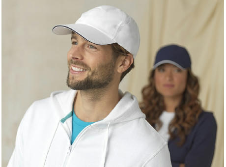 Gorra sandwich reciclada de 6 paneles Cool Fit GRS de 110 g/m² Morion