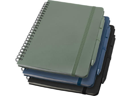 Libreta de tapa dura A5 de plástico procedente del océano con bolígrafo Thalaasa (tinta negra)