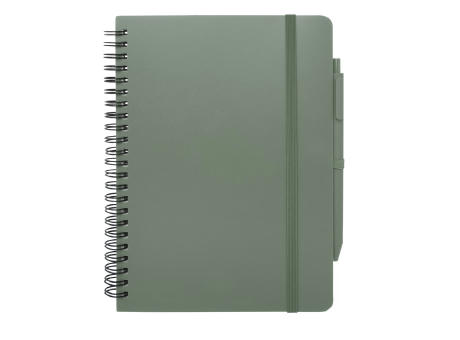 Libreta de tapa dura A5 de plástico procedente del océano con bolígrafo Thalaasa (tinta negra)