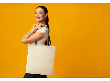 Bolsa Tote de algodón 100 g/m² con asas largas contrastadas Nevada
