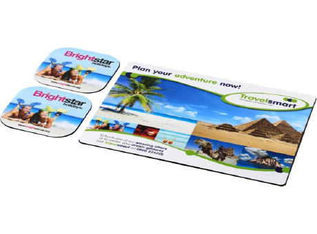 Combo 3 de alfombrilla para ratón y juego de posavasos Brite-Mat®