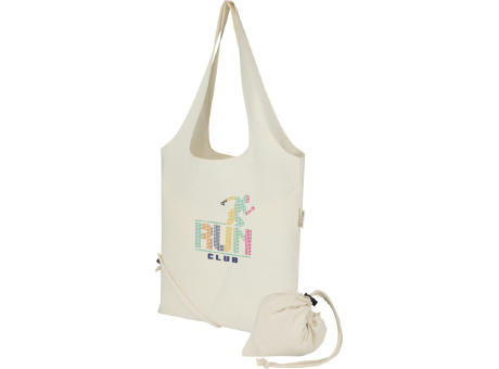 Bolsa de tela de algodón reciclada GRS «Madras Blend», 140 g/m², plegable, 7 l