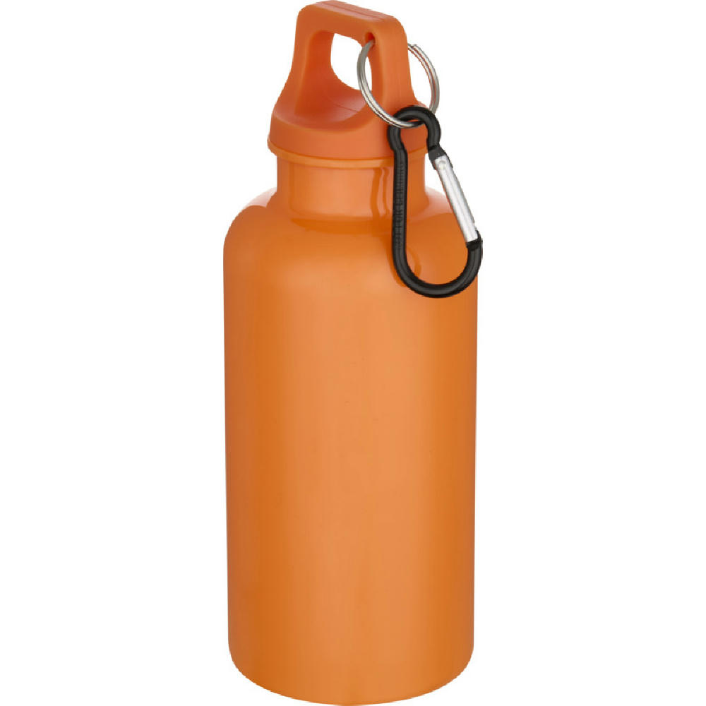 Botella de 400 ml de color liso de plástico reciclado con certificado RCS y mosquetón Oregon 