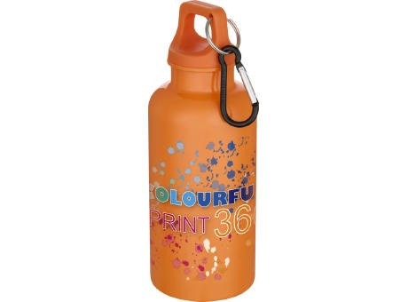 Botella de 400 ml de color liso de plástico reciclado con certificado RCS y mosquetón Oregon 