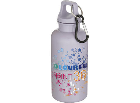 Botella de 400 ml de color liso de plástico reciclado con certificado RCS y mosquetón Oregon 