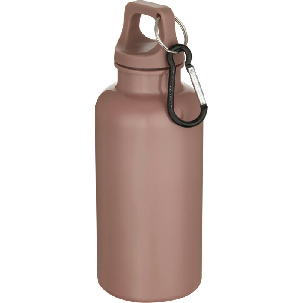 Botella de 400 ml de color liso de plástico reciclado con certificado RCS y mosquetón Oregon 