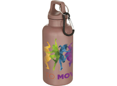 Botella de 400 ml de color liso de plástico reciclado con certificado RCS y mosquetón Oregon 