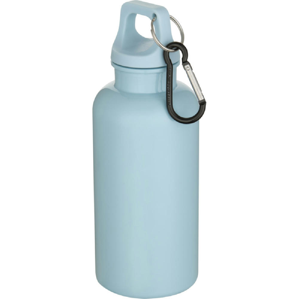 Botella de 400 ml de color liso de plástico reciclado con certificado RCS y mosquetón Oregon 
