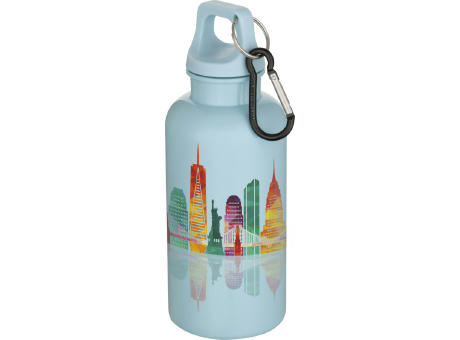 Botella de 400 ml de color liso de plástico reciclado con certificado RCS y mosquetón Oregon 