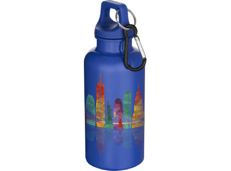 Botella de 400 ml de color liso de plástico reciclado con certificado RCS y mosquetón Oregon 
