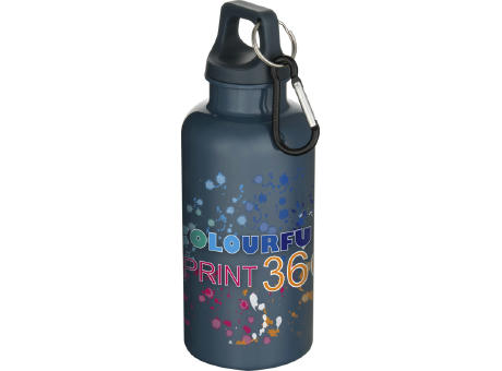 Botella de 400 ml de color liso de plástico reciclado con certificado RCS y mosquetón Oregon 