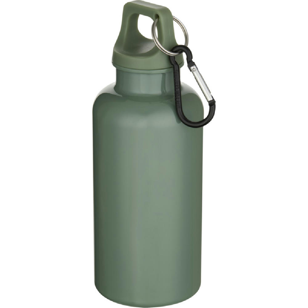Botella de 400 ml de color liso de plástico reciclado con certificado RCS y mosquetón Oregon 