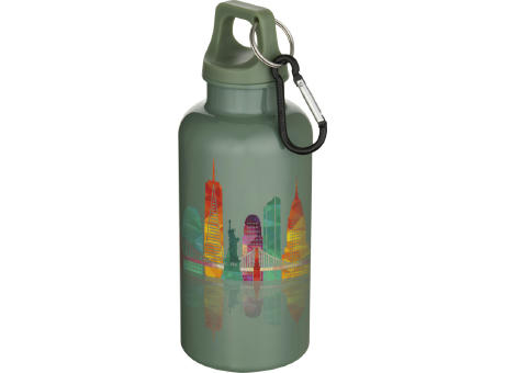 Botella de 400 ml de color liso de plástico reciclado con certificado RCS y mosquetón Oregon 