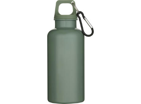 Botella de 400 ml de color liso de plástico reciclado con certificado RCS y mosquetón Oregon 