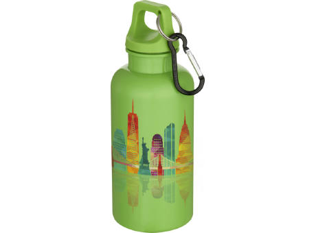 Botella de 400 ml de color liso de plástico reciclado con certificado RCS y mosquetón Oregon 