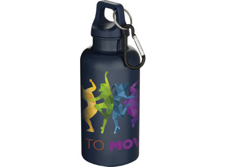 Botella de 400 ml de color liso de plástico reciclado con certificado RCS y mosquetón Oregon 