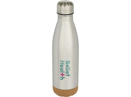 Botella de 500 ml de acero inoxidable con aislamiento y doble pared con detalles de corcho Cove