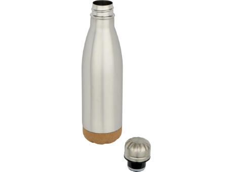Botella de 500 ml de acero inoxidable con aislamiento y doble pared con detalles de corcho Cove