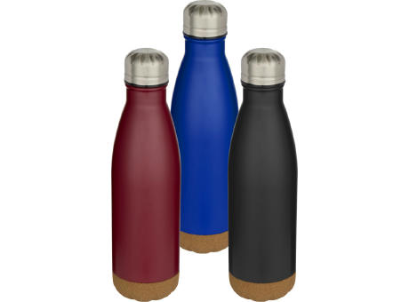 Botella de 500 ml de acero inoxidable con aislamiento y doble pared con detalles de corcho Cove