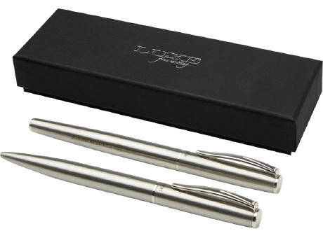 Set de bolígrafo y rollerball de acero inoxidable reciclado Didimis (tinta negra)