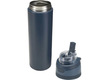 Botella de agua Theron de 800 ml de acero inoxidable de pared simple reciclado (RCS), con tapa de doble función y pajita abat