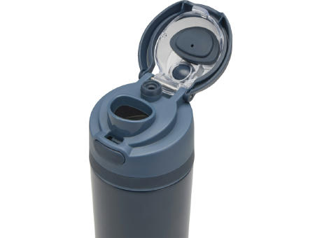Botella de agua Theron de 800 ml de acero inoxidable de pared simple reciclado (RCS), con tapa de doble función y pajita abat