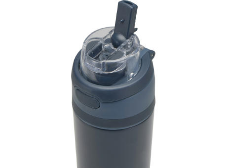 Botella de agua Theron de 800 ml de acero inoxidable de pared simple reciclado (RCS), con tapa de doble función y pajita abat