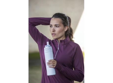 Botella de agua Theron de 800 ml de acero inoxidable de pared simple reciclado (RCS), con tapa de doble función y pajita abat