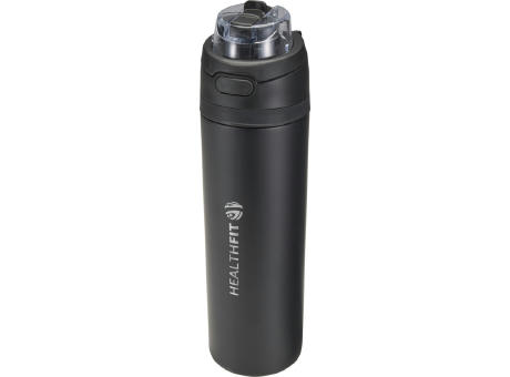 Botella de agua Theron de 800 ml de acero inoxidable de pared simple reciclado (RCS), con tapa de doble función y pajita abat