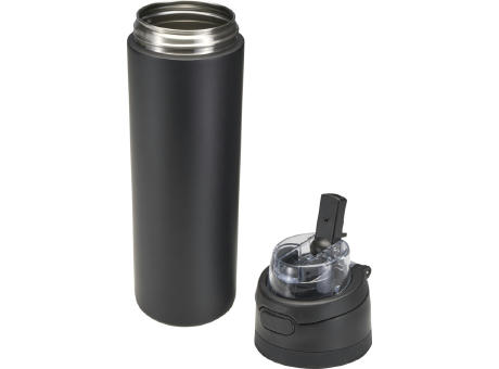 Botella de agua Theron de 800 ml de acero inoxidable de pared simple reciclado (RCS), con tapa de doble función y pajita abat