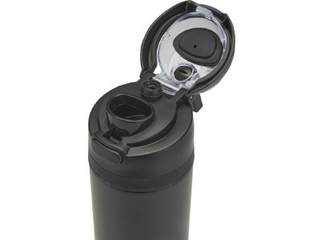 Botella de agua Theron de 800 ml de acero inoxidable de pared simple reciclado (RCS), con tapa de doble función y pajita abat