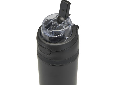 Botella de agua Theron de 800 ml de acero inoxidable de pared simple reciclado (RCS), con tapa de doble función y pajita abat