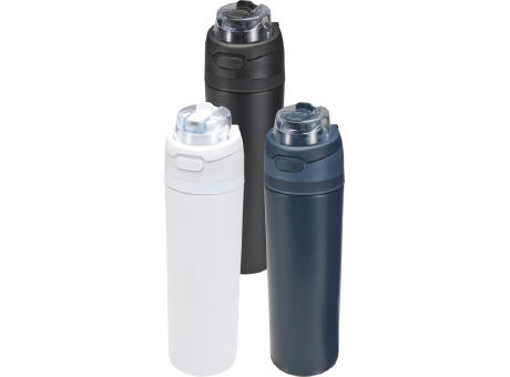 Botella de agua Theron de 800 ml de acero inoxidable de pared simple reciclado (RCS), con tapa de doble función y pajita abat