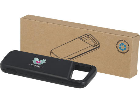 Batería externa de 5000 mAh y 12 W de plástico reciclado resistente al agua con mosquetón Alkes