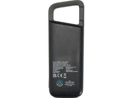 Batería externa de 5000 mAh y 12 W de plástico reciclado resistente al agua con mosquetón Alkes