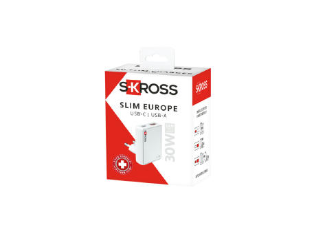 Cargador de pared SKROSS® Slim de 30 W para Europa