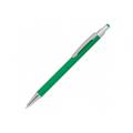 Bolígrafo metálico con recubrimiento de goma y función táctil.