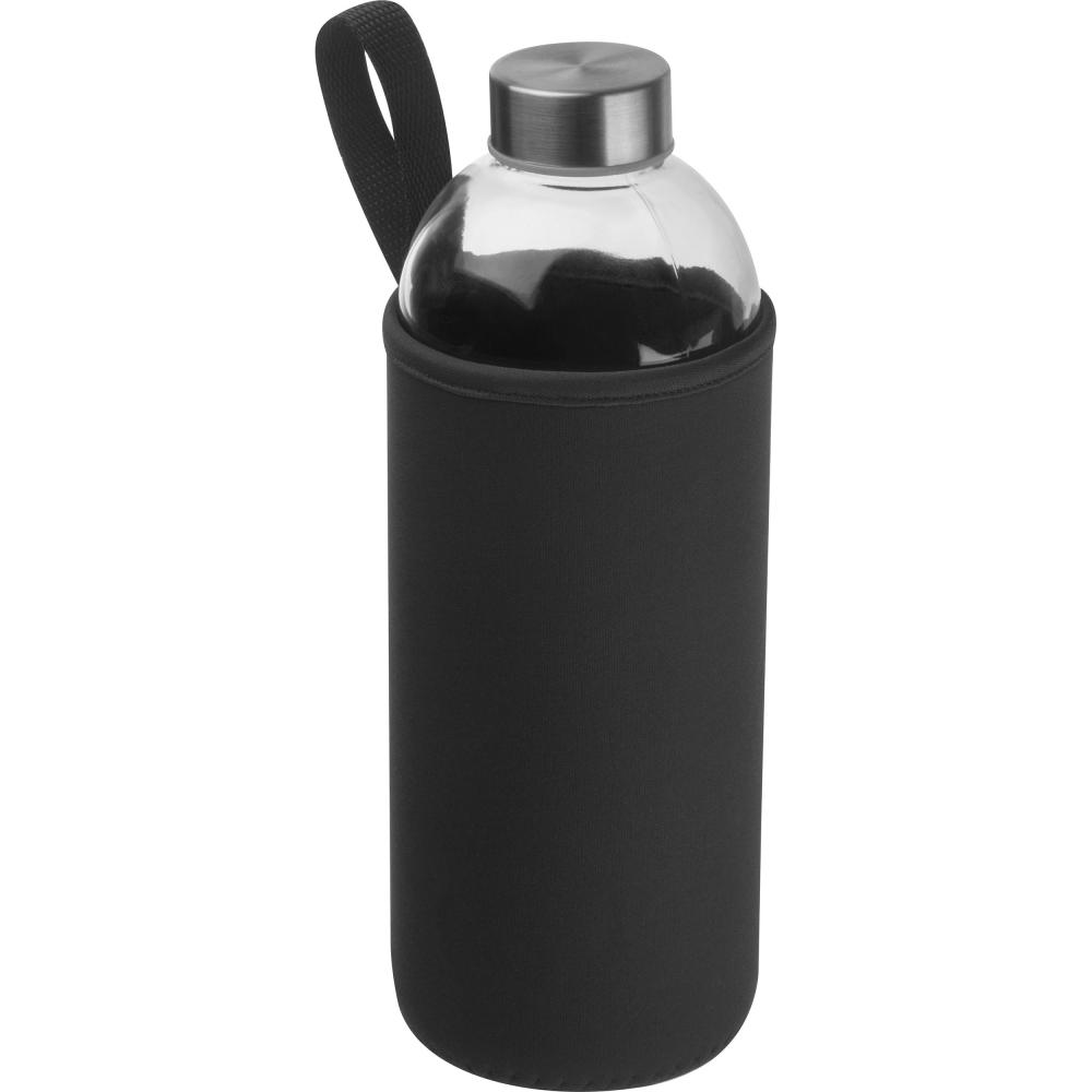 Botella de vidrio de 1 litro con funda de neopreno