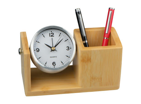 Estuche de bambú con reloj analógico