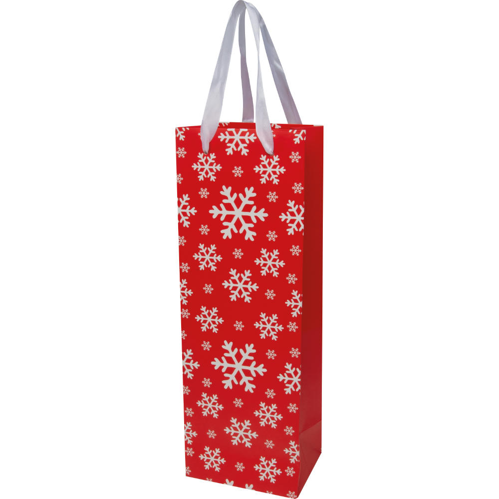 Bolsa navideña de papel para botella.