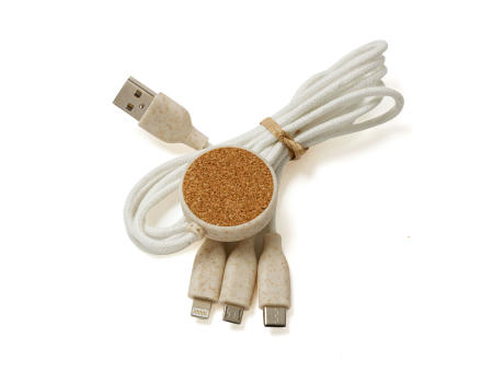 3 in 1 USB-Kabel aus Weizenstroh