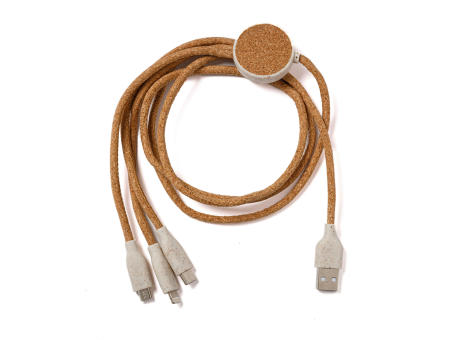 3 in 1 USB-Kabel aus Kork