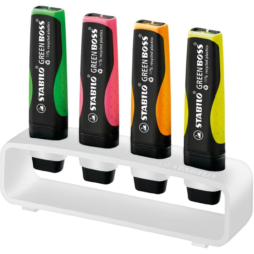 STABILO GREEN BOSS 4er Tisch-Set Leuchtmarkierer