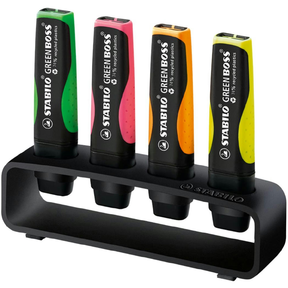 STABILO GREEN BOSS 4er Tisch-Set Leuchtmarkierer